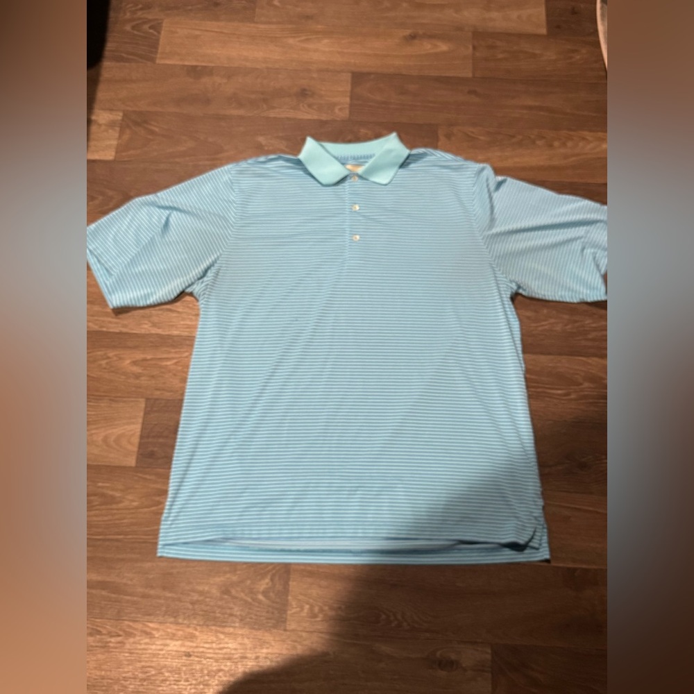 Donald Ross Golf Polo Shirt XL Light Blue Striped